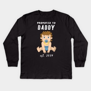 Mens Promoted to Daddy 2019 Kids Long Sleeve T-Shirt